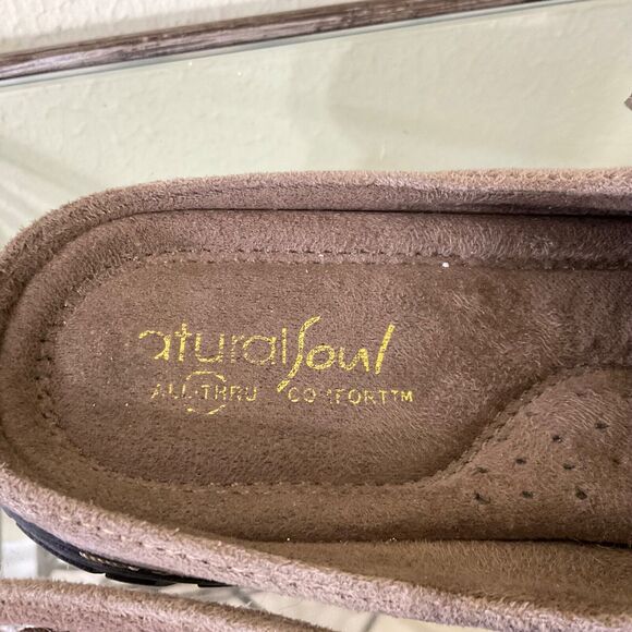 Natural Soul by Naturalizer Comfort Mules Size 7.5 M Women’s Brown Suede Slip On - Picture 6 of 11